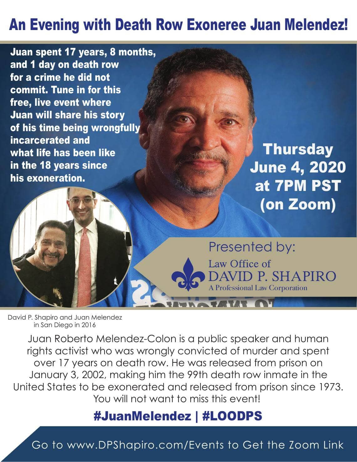 Juan Melendez June 4 Event