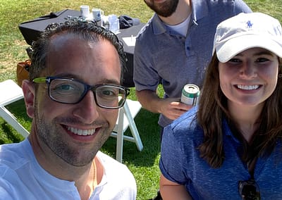 pictured left to right: David Shapiro, Stefano Molea, and Ally Keegan on the 4th tee box